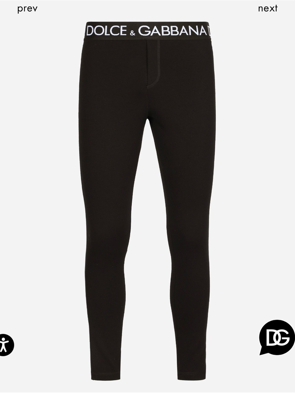 Dolce & Gabbana Black Logo Elastic Waist Leggings size 48 M